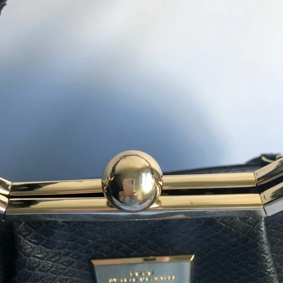 LuLu By LuLu Guinness Reptile Faux Leather Crossbody Bag, Black - Picture 7 of 12